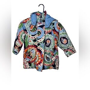 Hanna Andersson Paisley Floral Print‎ Hooded Coat Zipper and Snaps Size 100/4